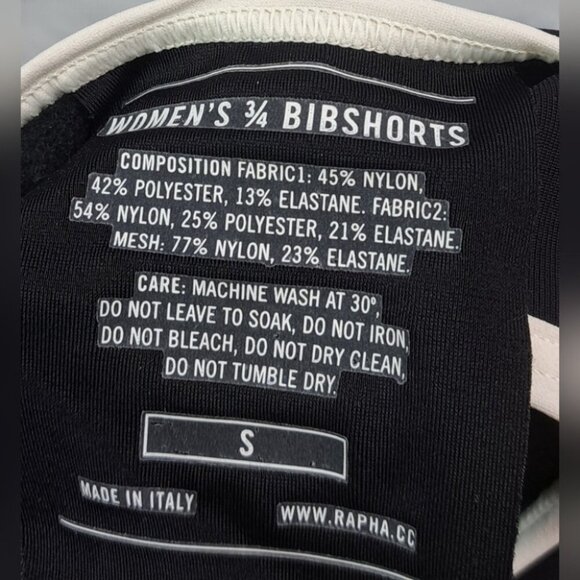 Rapha Women's 3/4 Bib Shorts Cycling Road Bike Italy Black Size Small - Picture 7 of 16